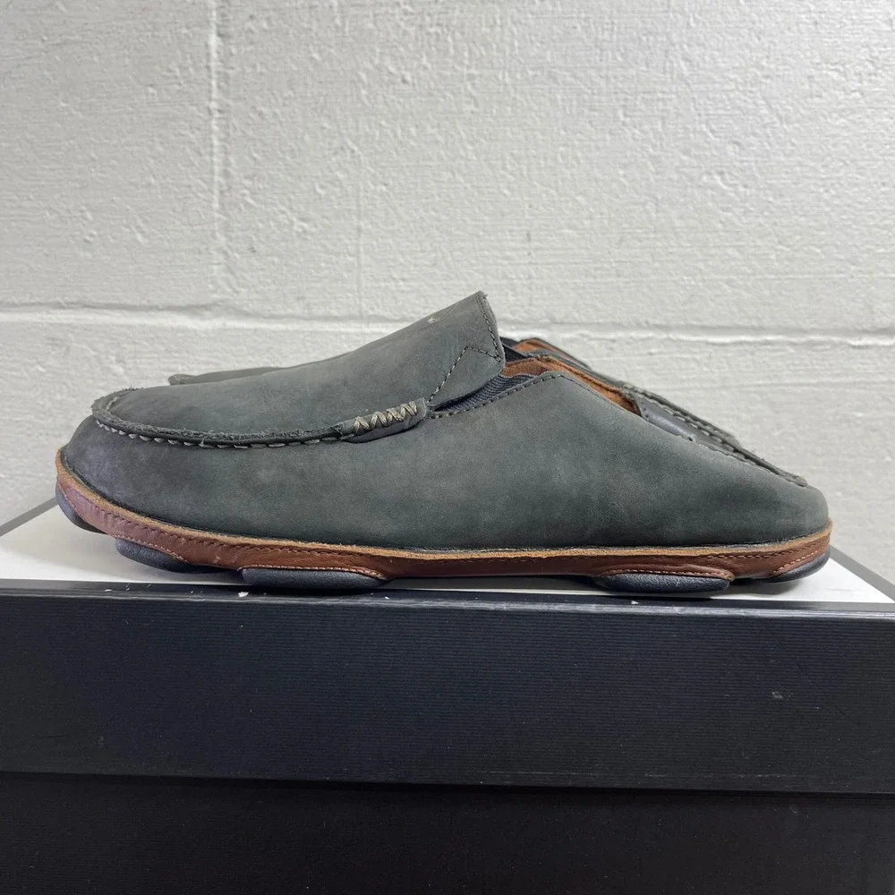 OluKai‎ Moloa 10128-4033 Black Leather Loafers Slip On Men's 11.5 US/44.5 EU
